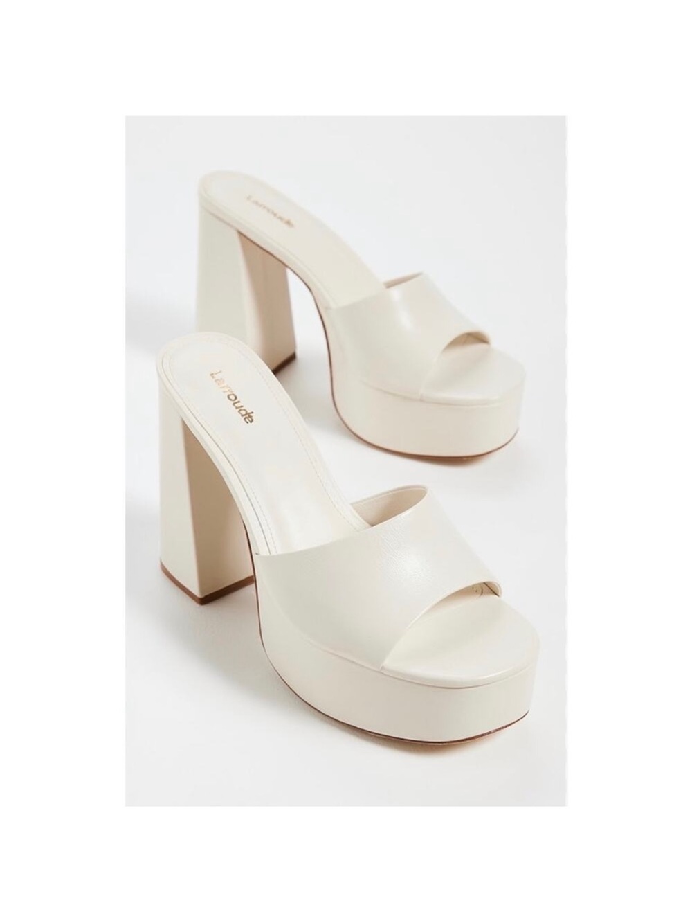 Larroude Dolly Mule Chunky
Platform Heels Ivory